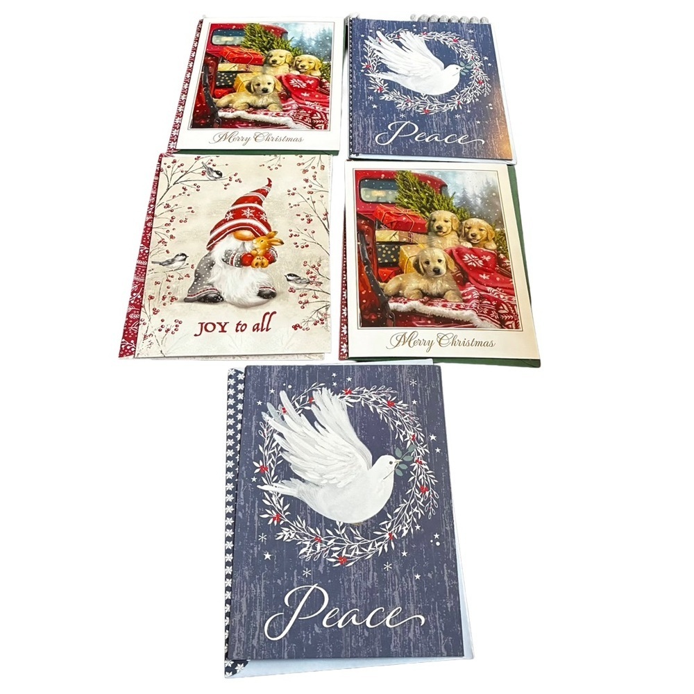 Lot of 17 Large Christmas Cards Puppies Cardinals Gnomes - Picture 4 of 5